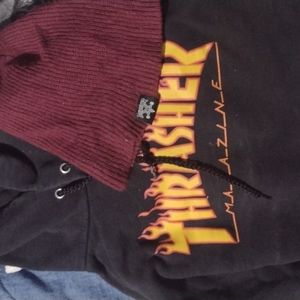 Trasher sweater has some stains and a trasher  beanie 🔥🚒